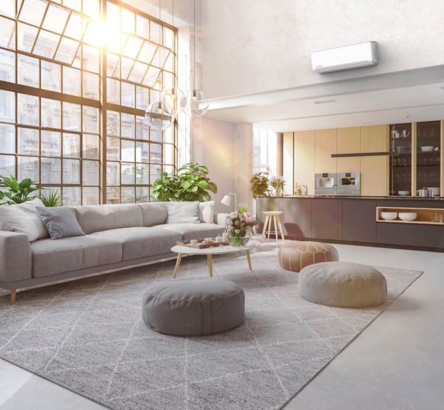 Klimaanlage in moderner, lichtdurchfluteter Loft Wohnung